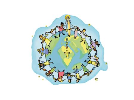 Kinder aller Welt beten den Rosenkranz für den Frieden